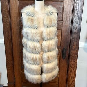 Faux Fur Long Vest Anthropologie size Small